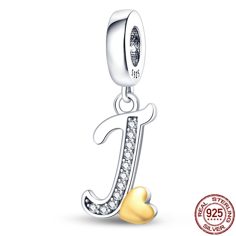 Original Design Anhänger Zirkon Herzform 26 englische Buchstaben A-Z Charm Perlen Passend 925 Original Armband Halskette Schmuck