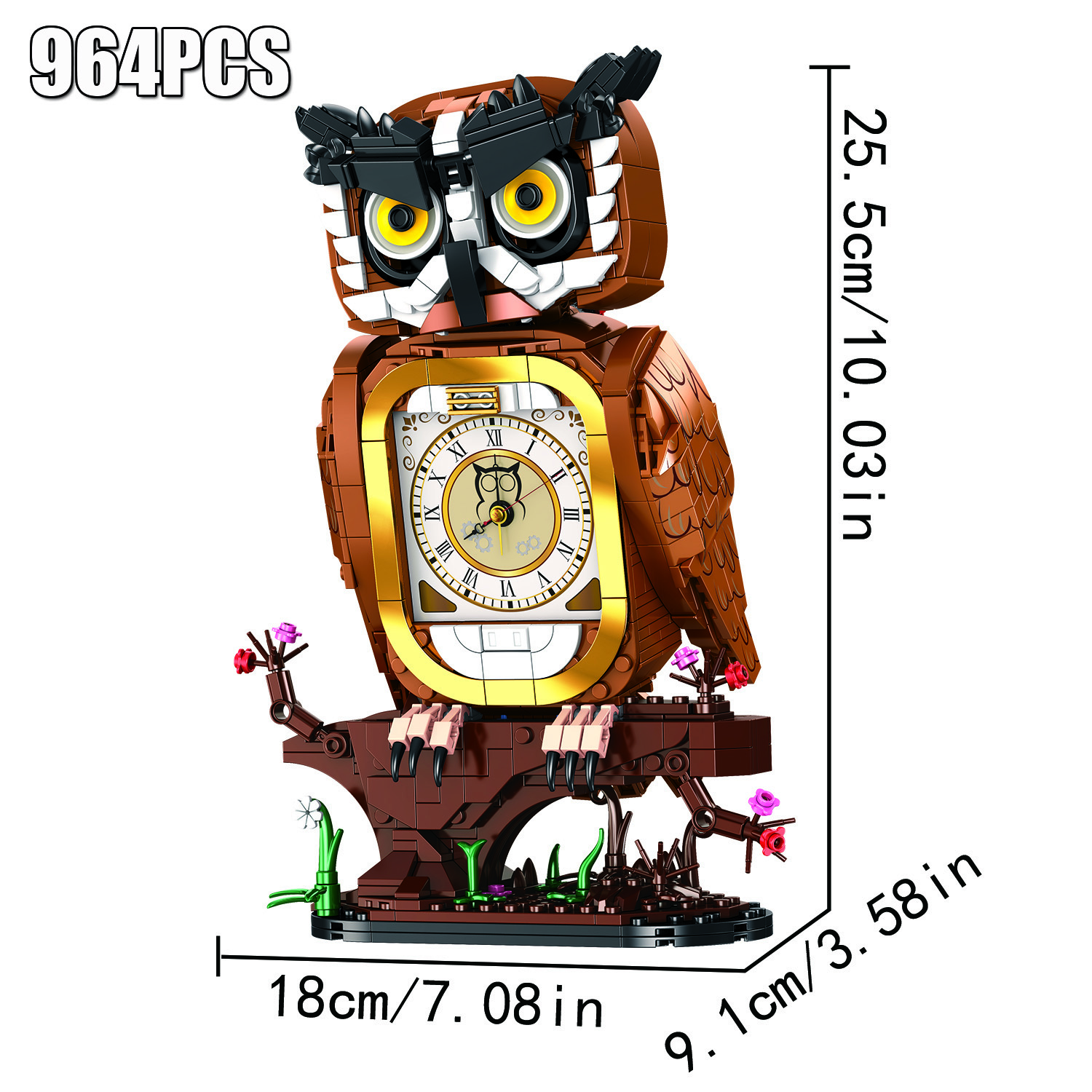 

Non-Toxic 964Pcs Owl Clock Building Blocks Toys Model Owl Clock Assemble Puzzle Bricks Toy Sets For Kid Desktop Ornament Gifts