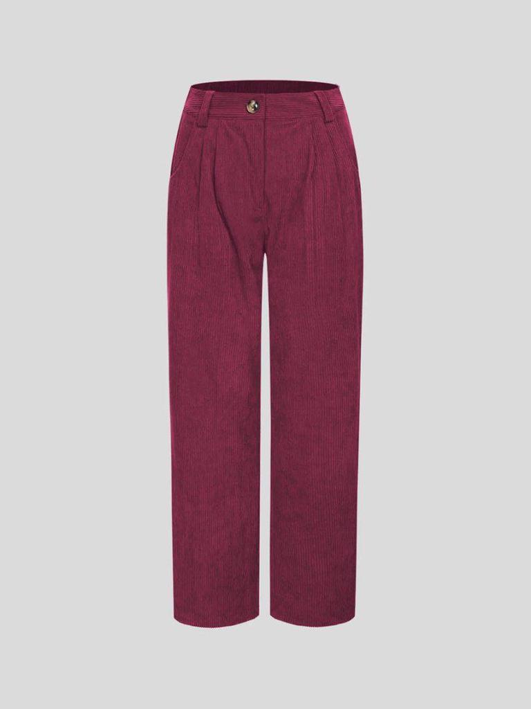 European & American Women's Autumn/Winter Corduroy Long Pants: Solid Color, Plus Velvet, Straight Leg, Loose Fit, Slimming Casual Wear