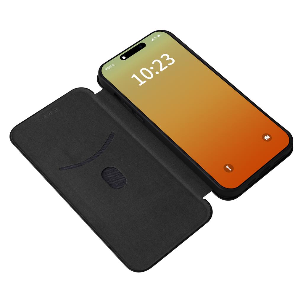 Phone Case with Card Holder for iPhone 15 Pro Max,Carbon Fiber Texture Leather Stand Cover