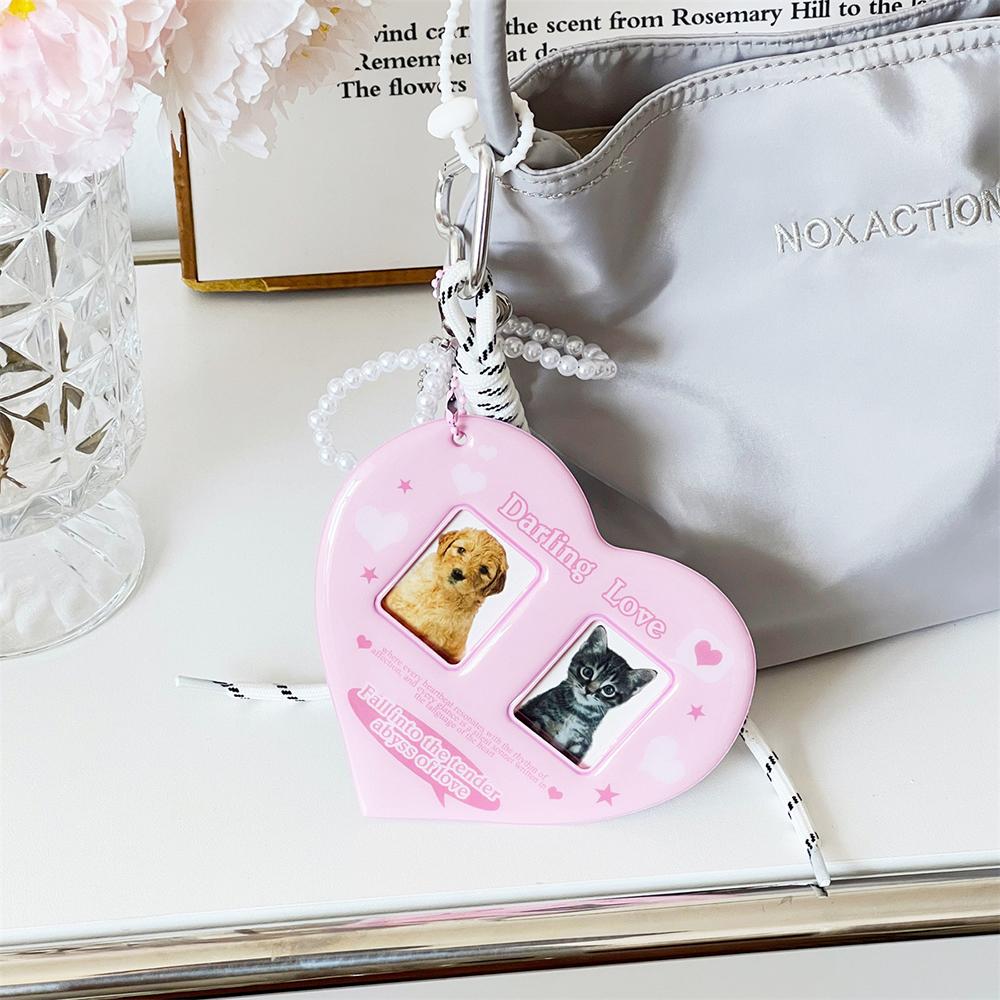 Amor Doble Rejilla 1 pulgada Insignias de Foto Decoración Simple Almacenamiento, Paquete de Accesorios para Juego de Tarjetas Colgante Decoración para Colgar