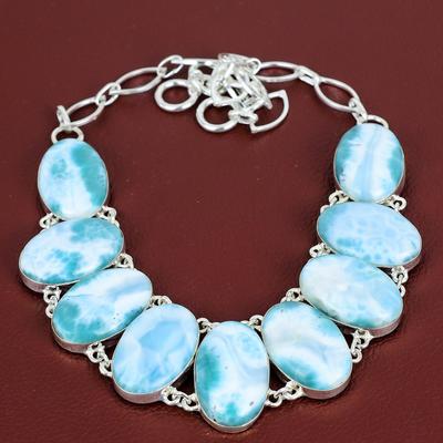 Collana Larimar collana con gemma naturale collana in argento sterling 925 collana con catena regolabile gioielli di design fatti a mano regali per amico