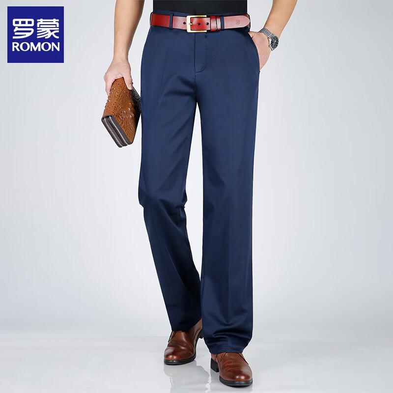 ROMON Men's Cotton Blend Straight Casual Business Pants