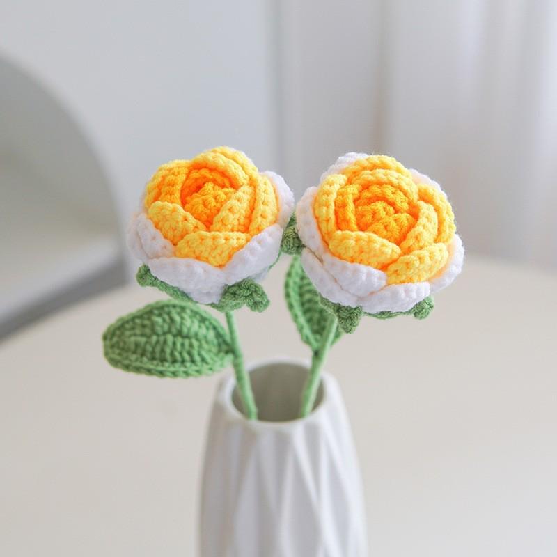 Handmade Woven Yarn Knitted Faux Flower Bouquet