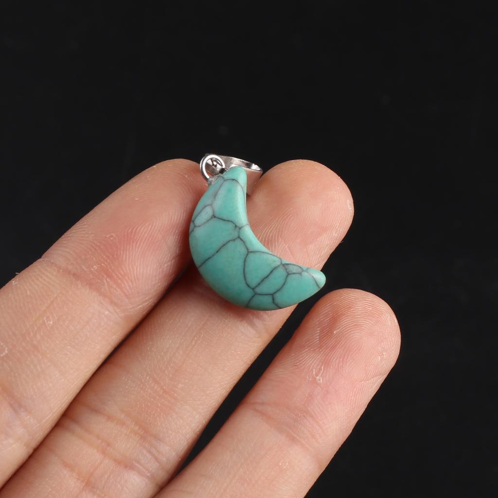 10 Teile/paket Mondform Naturstein Anhänger Reiki Heilkristall Quarz Achat Verschiedene Edelstein Charms für Schmuckherstellung DIY Zubehör 11x21mm