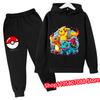 2026 Primavera Autunno 3-14Y Bambini Pikachus Felpa con Cappuccio Cartone Animato Set Abbigliamento Ragazzi Outfit Ragazze