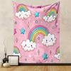 Cute Rainbow and Smiling Clouds Design Patterned Tapestry for Bedroom and Living Room Home Decor