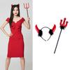 Teufelshörner Stirnband & Teufelsgabel für Halloween-Kostüm Haarreif Party-Requisiten Kopfschmuck Bühnenrequisiten Verkleidungszubehör