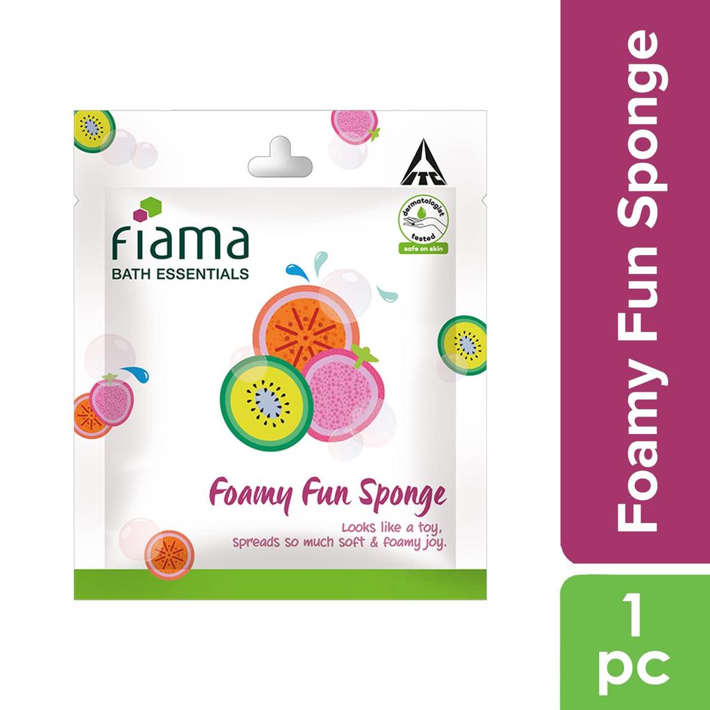 Fiama Bath Essential Foamy Fun Sponge for Kids Pack of 1 Soft Colorful Loofah Bath Accessory