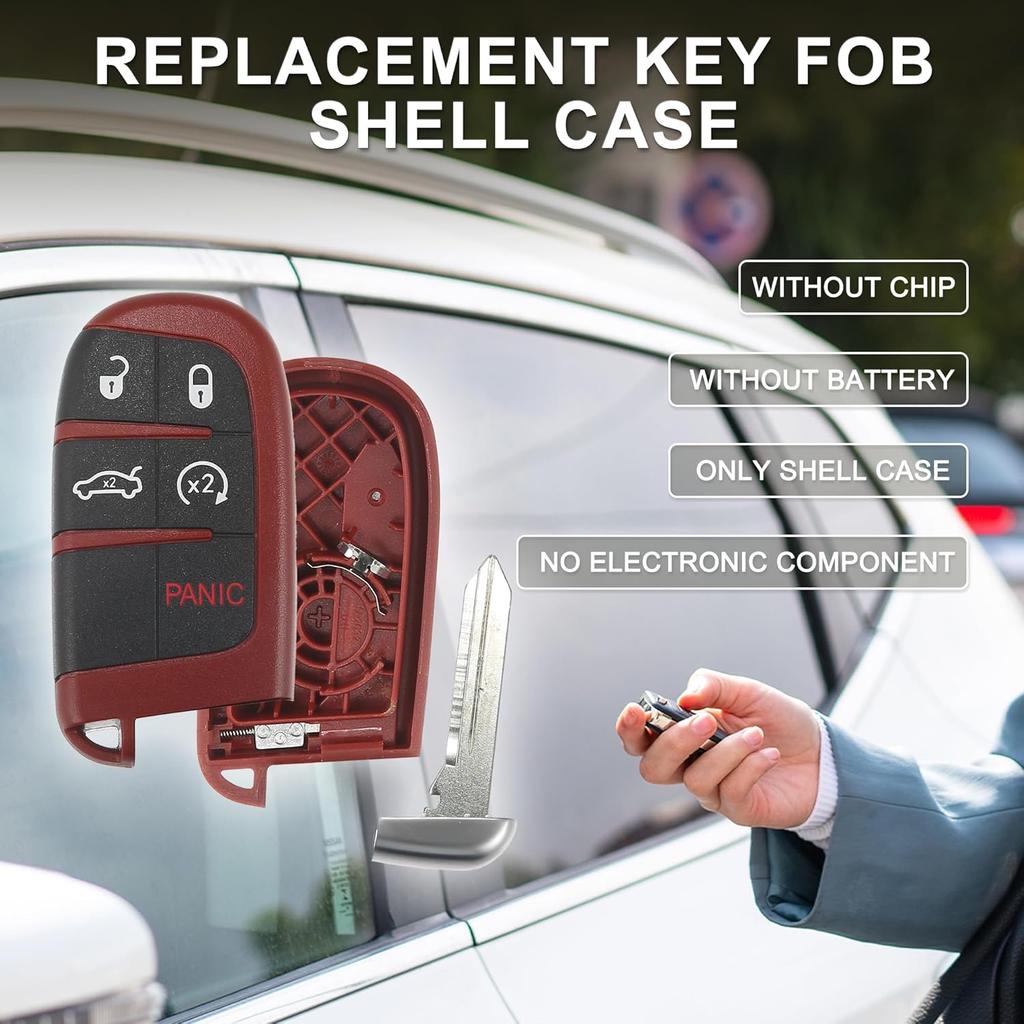 Key Fob Shell Case for Jeep Grand Cherokee 5 Buttons Plastic Replacement | Keyless Entry Remote Control Key Shell Case 1 Pcs for Dodge Challenger