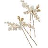 Handmade Pearl Floral Bridal Hair Accessories Women's Bobby Hair Pin Set for Wedding Alloy Material Elegant Headpiece