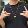 Gu Meng Hip-Hop Fashion Pendant: Copper Cross with Colored Zircon