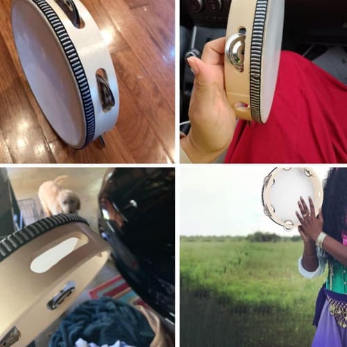 Tambourine Percussion Instrument Hand Beat Wooden Tambourine Bell 8 Inch Handy Professional