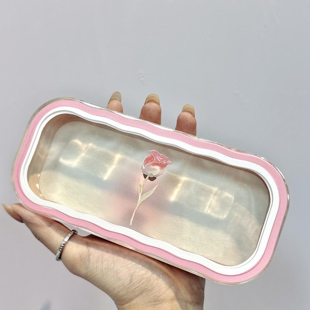 Minimalist Floral Bow Wavy Eyeglass Case,Creative Personalized Glasses Storage Box, Butterfly Kitty Eyewear Holder For Students