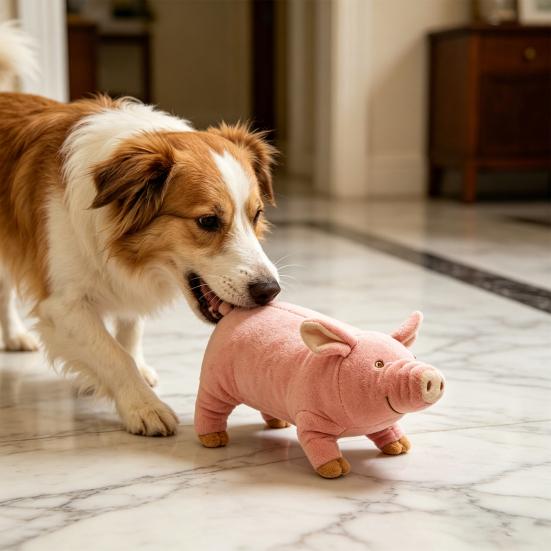 Juguete de Perro Cerdo Relleno Peluche Chirriante Animal Juguete Masticable para Perro Cerdo Rosa Perro Juguete para Acurrucarse para Cachorro Alivio de la Ansiedad por la Dentición