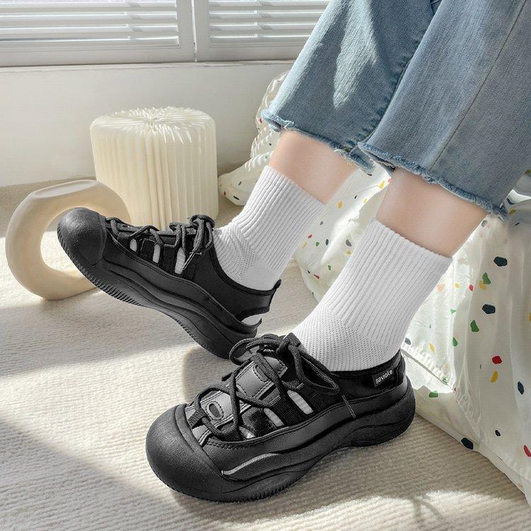 Baotou sports sandals women's summer 2025 new casual hollow white shoes Roman thick-soled beach sandals women