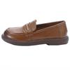 Fashion Cowhide Women Shoes Fashion Mid Heel Thick Soled Genuine Leather Retro Loafers Spring Autumn Flat Women Singles Shoes Mom Shoes