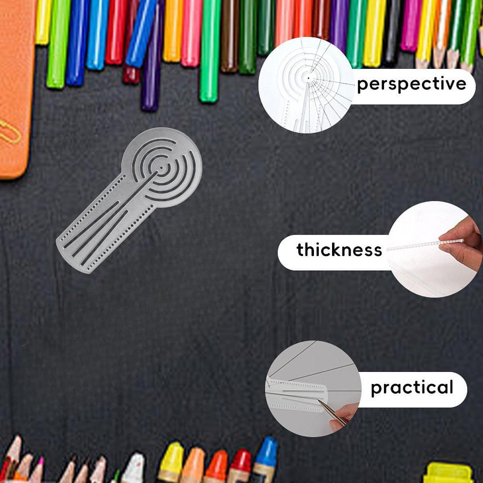 

Geometric Pattern Drawing Ruler Minimalist Art Portable Aid Drafting Stencil 15cmx6.8cm