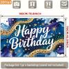 2D Birthday Photography Backdrop Blue Gold Watercolor with Star and Confetti Background