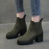 Women's Autumn and Winter Single Boots Women's Thick Heel Martin Boots Thick Sole British Style Round Toe Short Boots High Heel