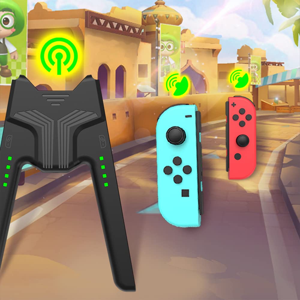 Godrii Rechargeable for Enhanced Gaming Compatible with Switch Charges While You Play with LED Charging Easy To Easy To White Joy-Con v-Grip,