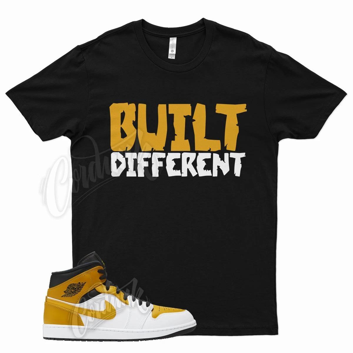 Black BUILT T Shirt for Air J1 1 Mid University Gold White 2XL
