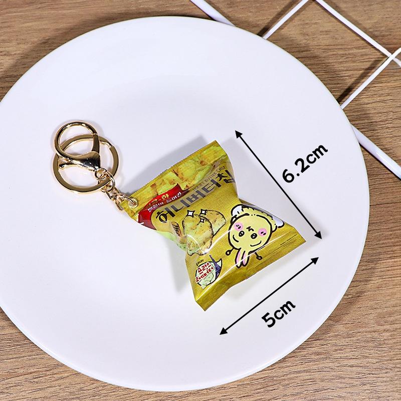 Simulation Korean Potato Chip Snack Bag Keychain Mini Snack Pendant Car Keyring Backpack Charm Decoration Jewelry Gift