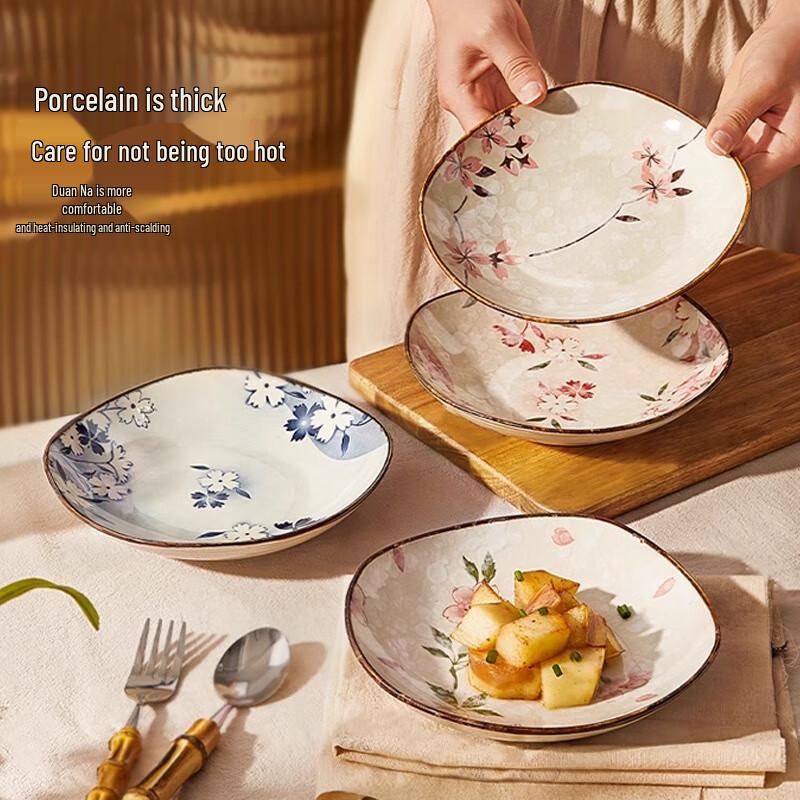 Flower Sea Series Japanese Ceramic Deep Square Plates