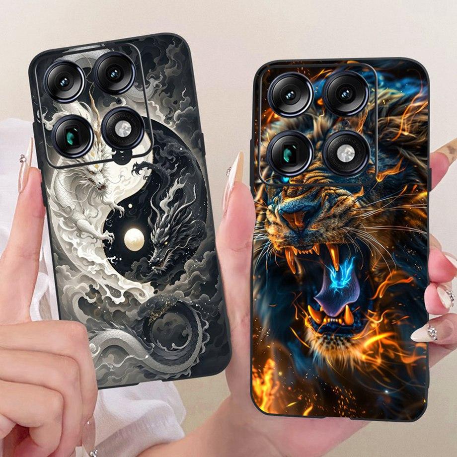 For Moto X70 Air Pro Motorola Signature Phone Case Soft Black Silicone Cover Butterfly Dragon Cat Floral Painting Bumper Funda