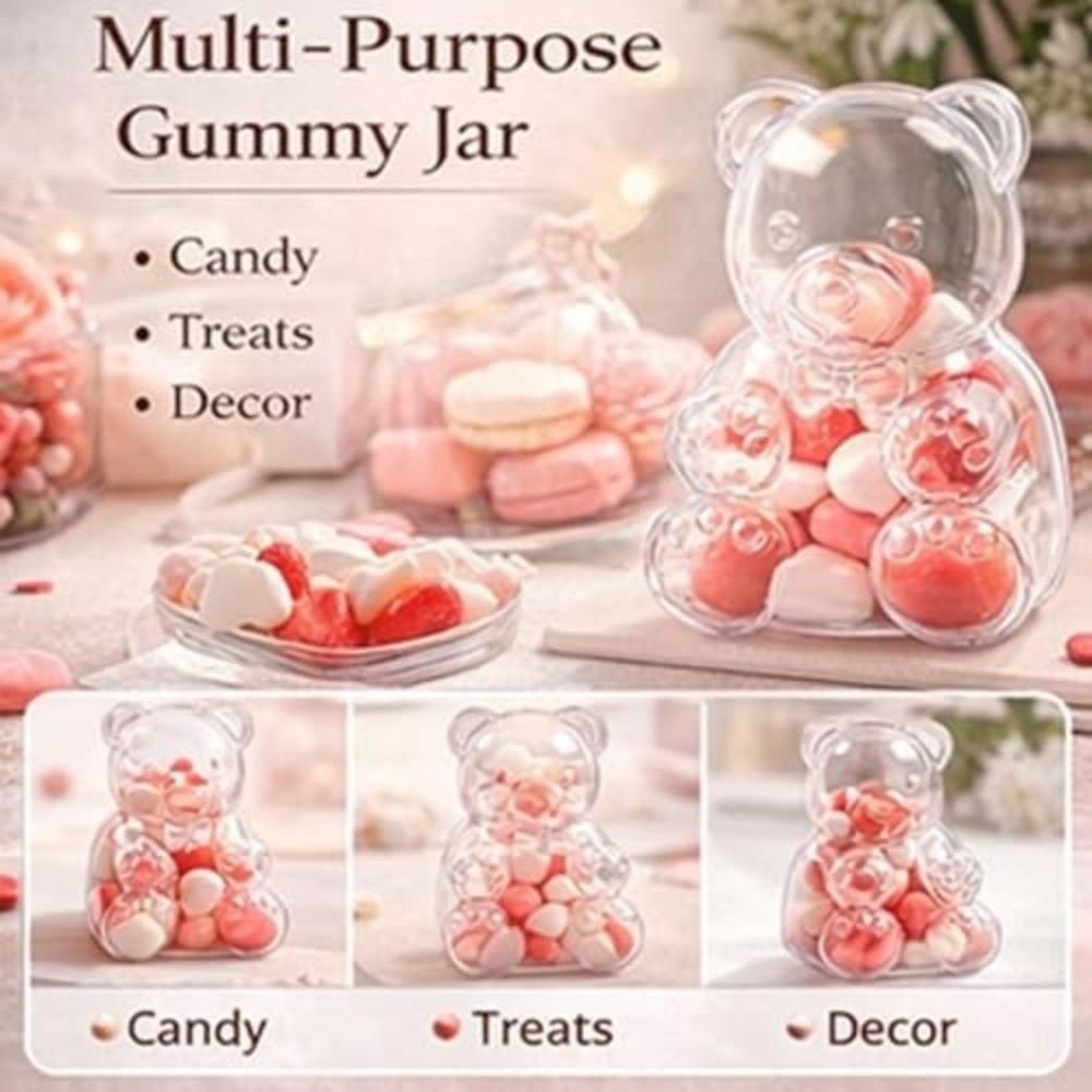 12PCS Large Gummy Bear Container Clear Reusable Bears Shaped Candy Holder Candy Storage Container Plastic Candy Boxes