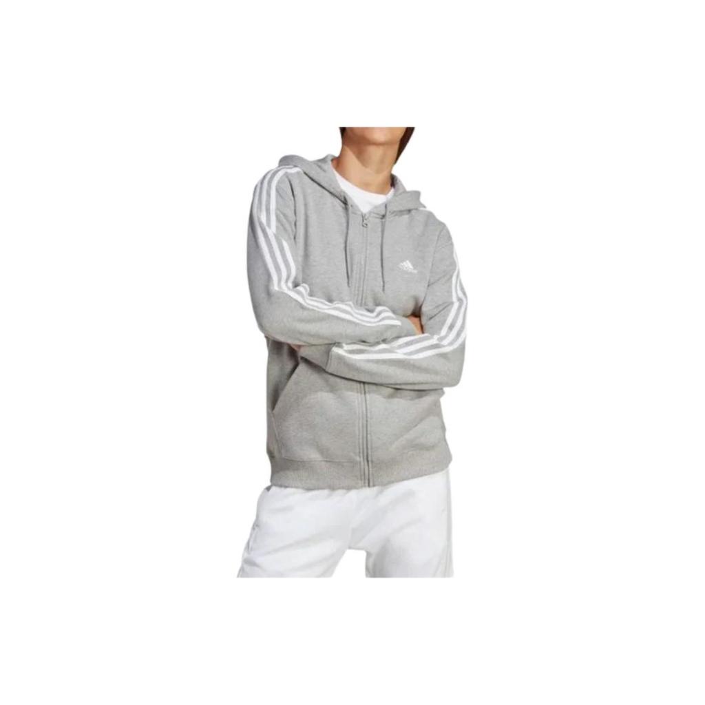 Adidas Striped Logo Casual Sports Hooded Jacket Women Jacket Gray GV6021