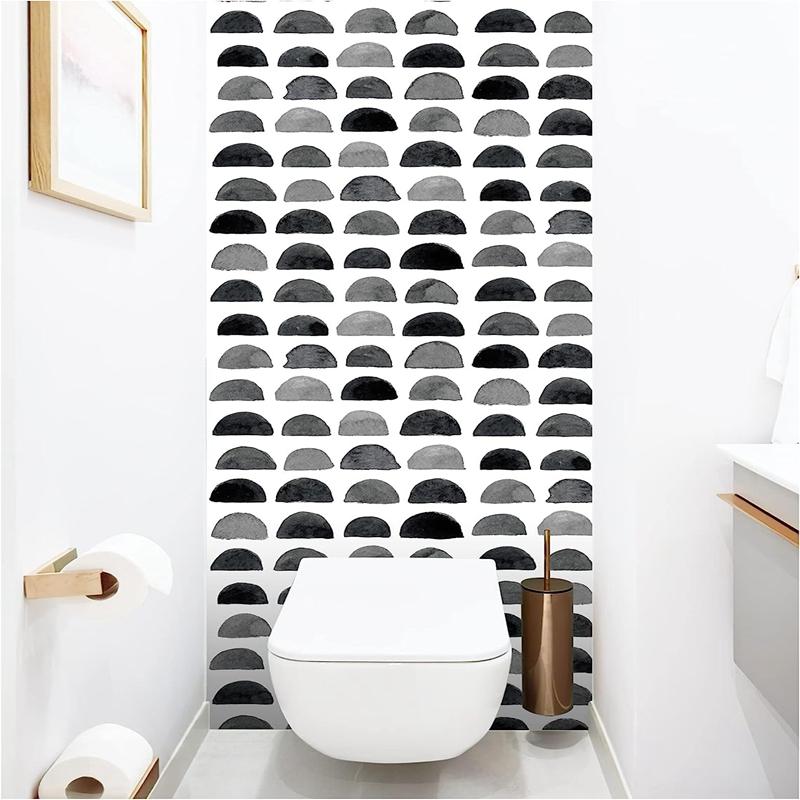 Akvarel Tahy štětcem Slupka a tyčinka Zahuštěná tapeta Odnímatelná černo/bílá vinylová samolepicí nástěnná malba