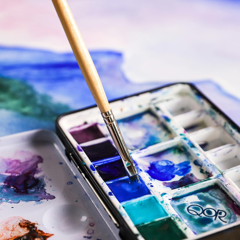 Golden QOR Watercolor 0035 Half Pan Granulators 6-Color Set 13300035