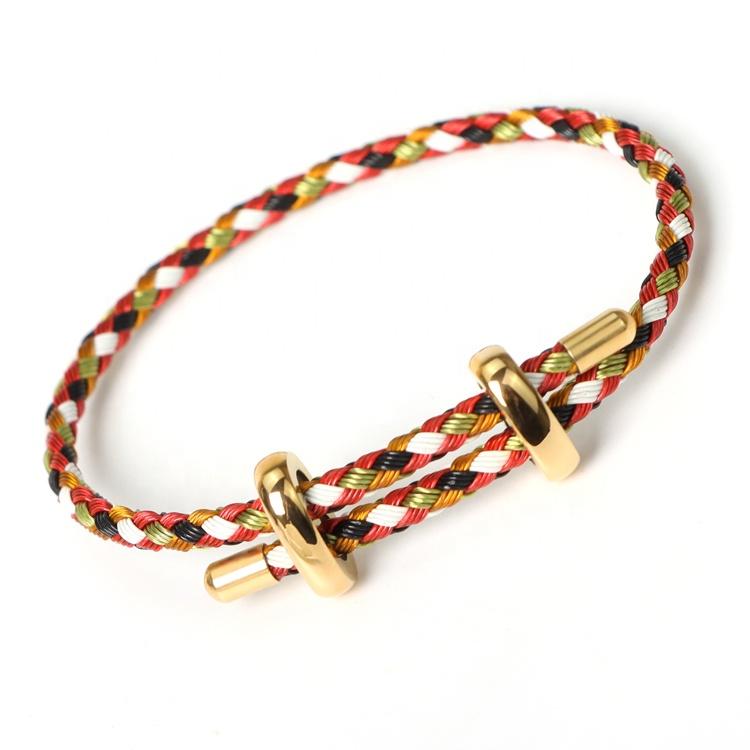 Simple Style DIY Bracelet With Clasp Fashion Stainless Steel Fastener Clasp Bracelet Adjustable Rope Bracelet
