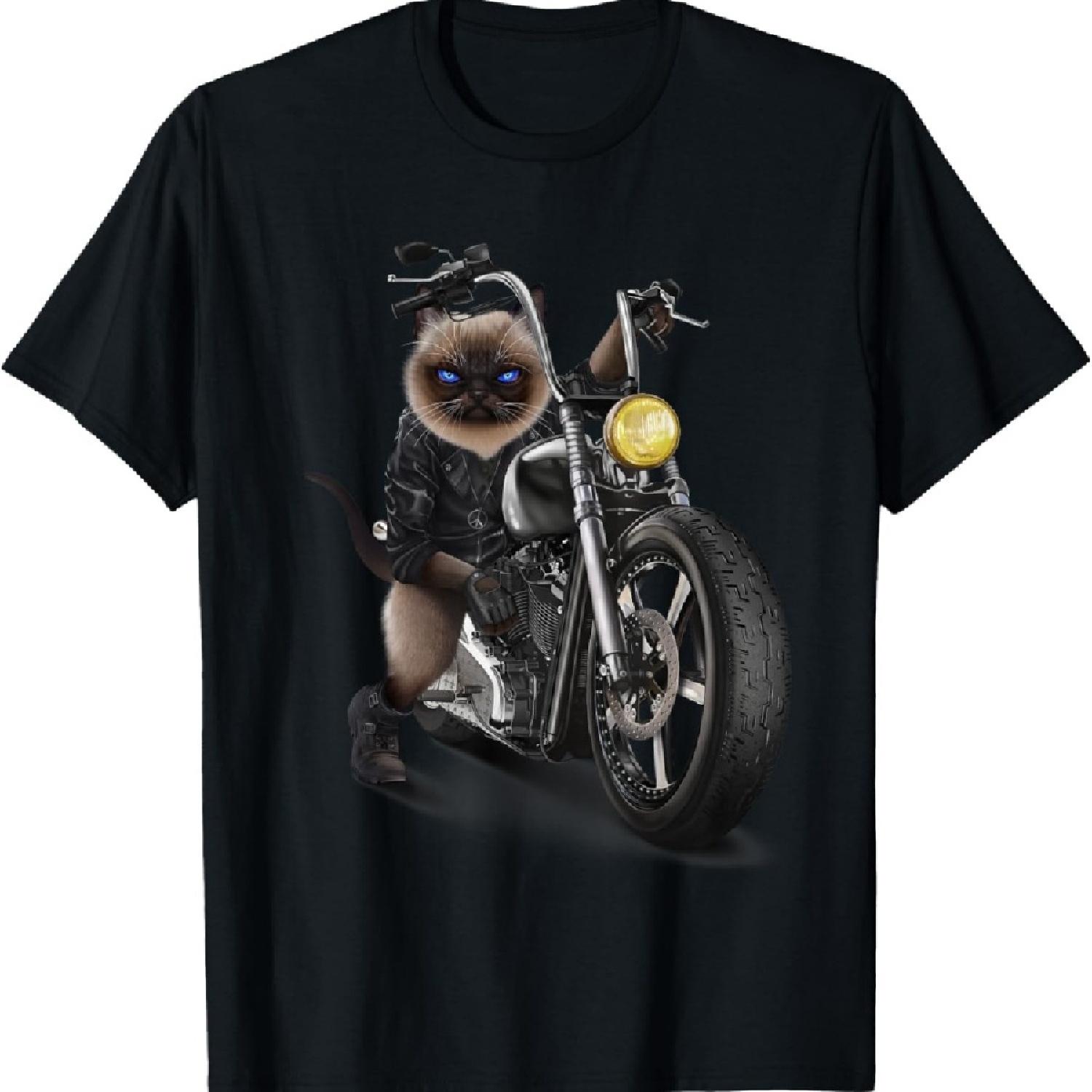 

Biker Cat Riding Chopper Motorcycle T-Shirt XXXXXL чорний