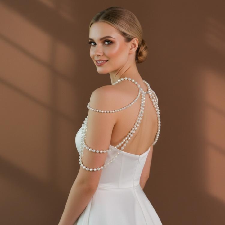 Graceful Flowing Resin Pearls Shoulder Drape Chain Elegant Evening Wear Jewelry Unique Body Accessories