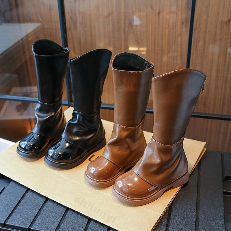 Children Knee Length Boots   Autumn  British Girls Princess Boots Kids Zipper Plush Comfortable Non Slip Long Boot