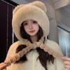 Women's Faux Fur Plush Hat with Braided Ears - Winter Warmth & Cold-Proof Protection