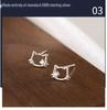S999 Sterling Silver Zirconia Hollow Cat Stud Earrings for Women - No Need To Remove, Simple & Cute Design