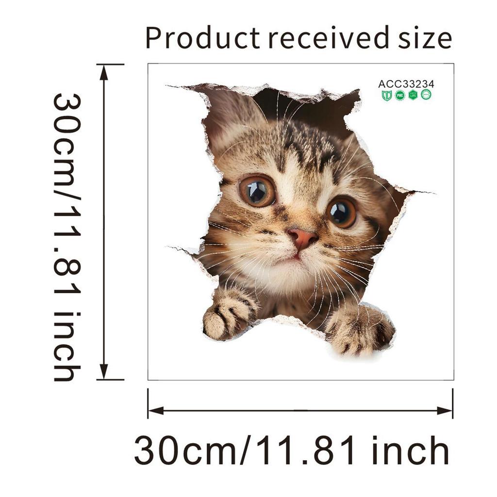 Cute Cat Toilet Stickers, Waterproof Removable Self-Adhesive Bathroom Home Decor