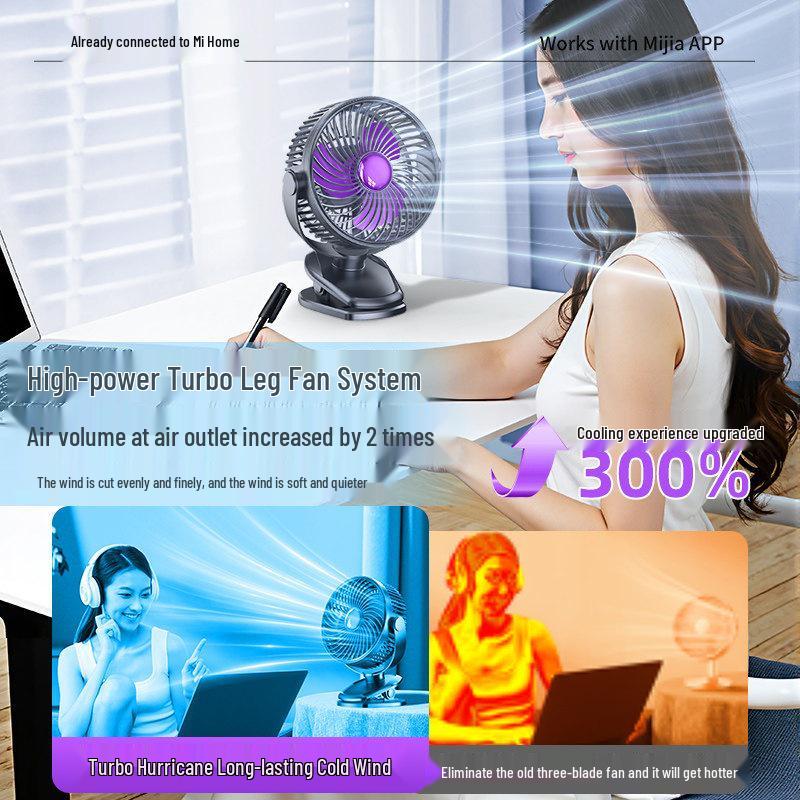 2026 Mijia App-Connected Silent Desktop Fan: USB Rechargeable for Office and Student Use