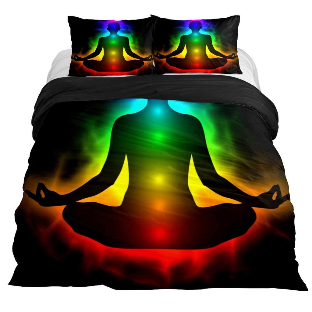 Colorful Seven Chakras Buddha Mandala Duvet Cover Indian Buddhism Theme for Women Men Teens for Bedroom Decorations Queen King
