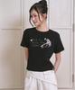 THE GREEN LAB Lettering Symbol Crop Short Sleeve T-Shirt [Black/Key]