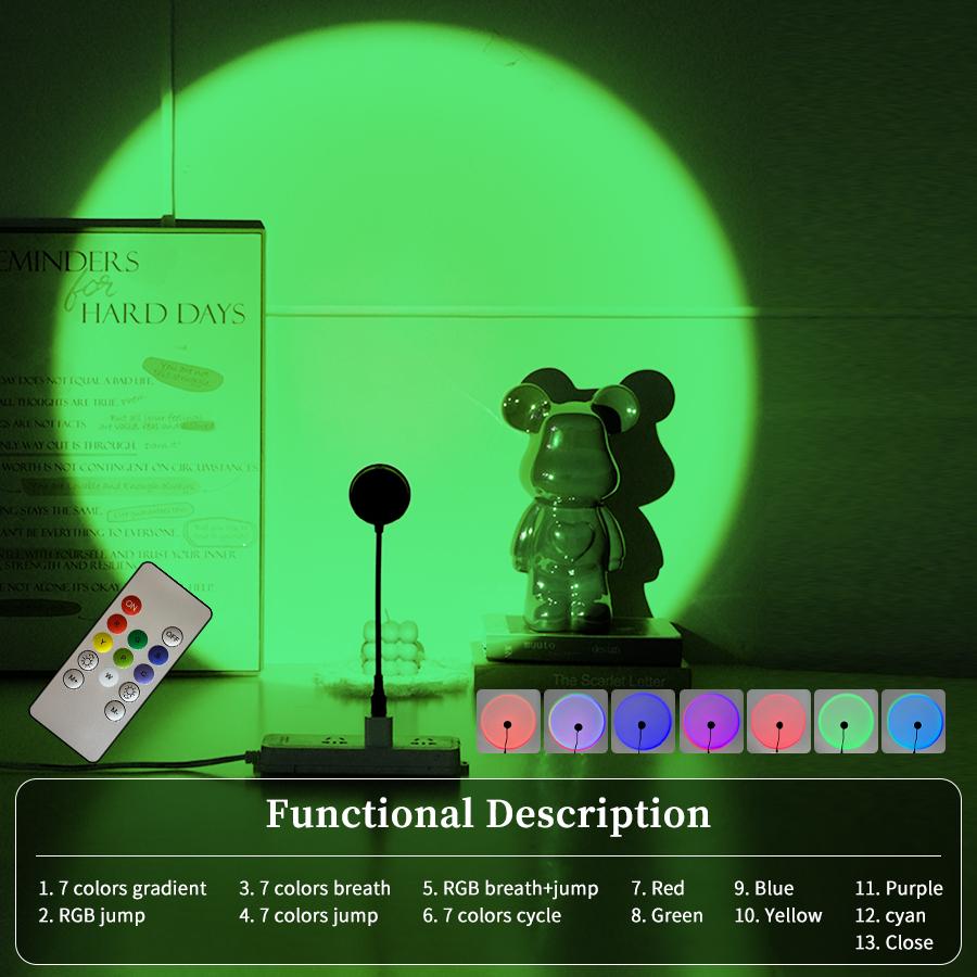 Colorful Sunset Lights Live Photography Atmosphere Light USB Powered Night Light with Remote Control for Bar Living Room Parties