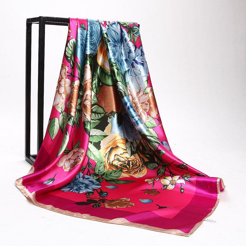 [BYSIFA] China Style Blue White Silk Scarf Cape  New Design Ladies Muslim Head Scarf Printed Fashion Accessories Satin Scarf