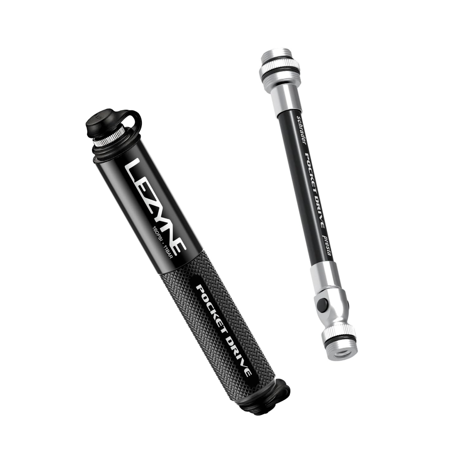 

[Official Japanese Product] LEZYNE Pocket Drive Bicycle Pump/Inflator, Fits Presta and Schrader 14cm, Black