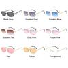 Trendy Vintage Small Metal Sunglasses Retro UV400 Rectangle Frame Sunglasses Rimless Sun Glasses for Women & Men