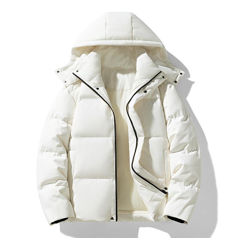 

Down jacket winter new men s solid color white duck down hooded trendy brand thickened warm jacket M
