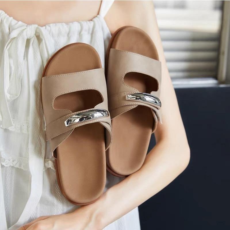 

Velcro Flip-flops for Women In Summer Soft Soles and Anti-slip Beach Shoes 35 хаки
