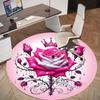 1pc Rose Crown Round Chair Mat Area Rug - Non-Slip, Floor Mat for Office, Bedroom, and Indoor Decor -1002185
